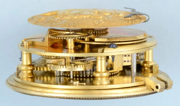 RARE EARLY VERGE POCKET WATCH WITH GARDEN OF EDEN AUTOMATION 3