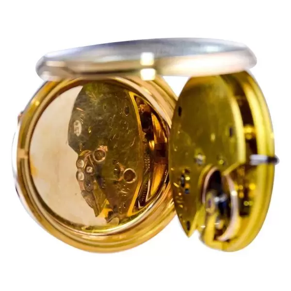 Rob Crook 18 Karat Yellow Gold Open Faced Keywind Pocket Watch circa 1845 13