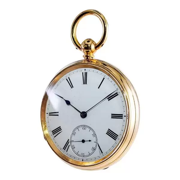 Rob Crook 18 Karat Yellow Gold Open Faced Keywind Pocket Watch circa 1845 4
