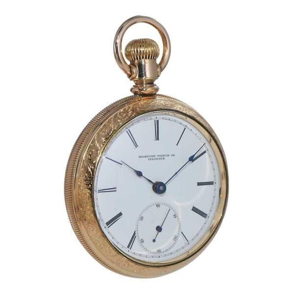 Rockford Yellow Gold Filled Open Faced Pocket Watch from 1886 2