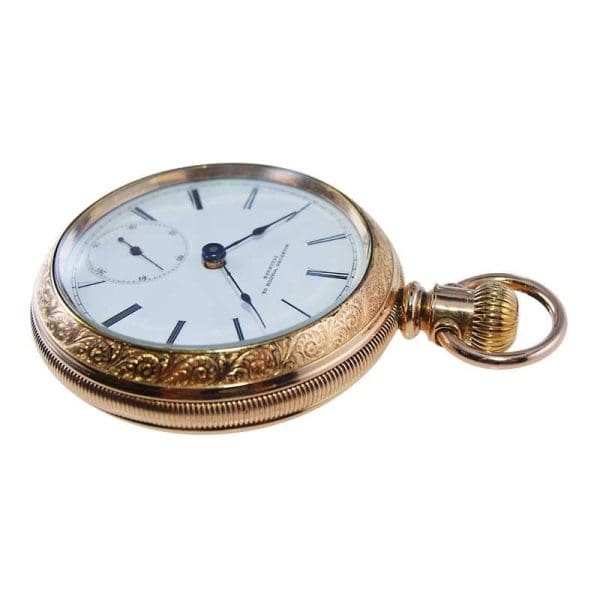 Rockford Yellow Gold Filled Open Faced Pocket Watch from 1886 5