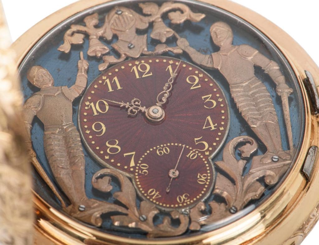 Vulcain 18kt Rose Gold Full Hunter Minute Repeating Automaton Pocket Watch C1880 2