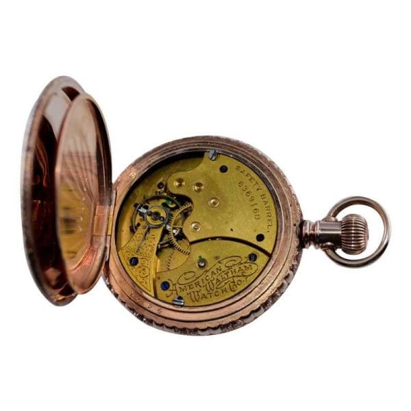 Waltham Yellow Gold Filled Art Nouveau Hunters Case Pocket Watch from 1893 10
