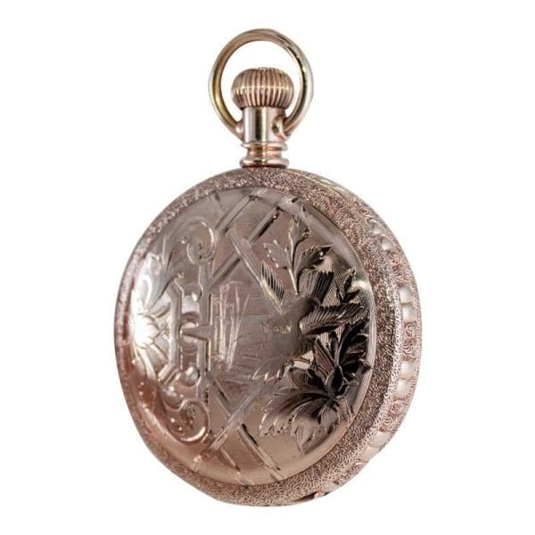 Waltham Yellow Gold Filled Art Nouveau Hunters Case Pocket Watch from 1893 6
