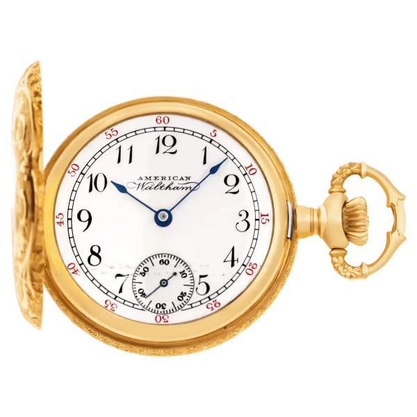 Waltham Classic 5076629 Pocket Watch 14k Yellow Gold  Porcelain Dial and Spade 1 transformed