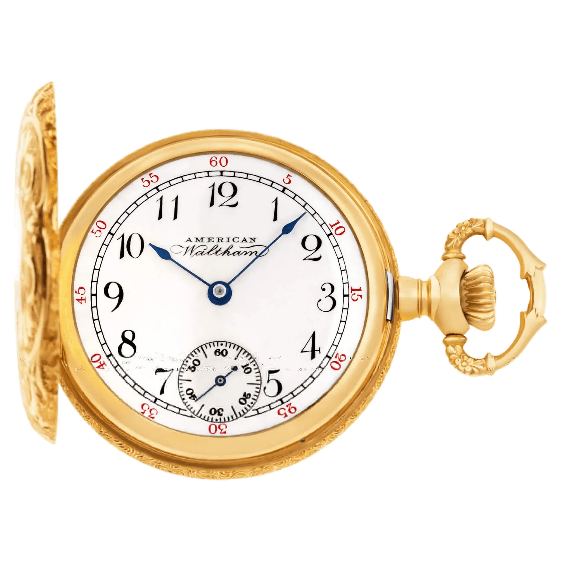 Waltham Classic Pocket Watch 14k Yellow Gold Porcelain Dial and Spade 1900