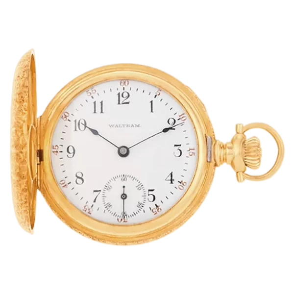 Waltham Pocket Watch 14k Yellow Gold White Porcelain Dial Case Manual 1 transformed