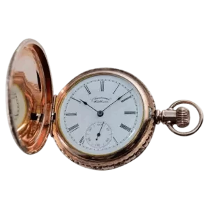 Waltham Yellow Gold Filled Art Nouveau Hunters Case Pocket Watch from 1893 1 transformed