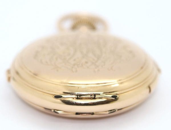 14K Gold Pocket Hunter Watch by American Watch Co. Waltham Chronograph Repeater 13