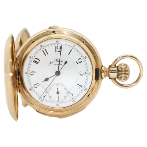 14K Gold Pocket Hunter Watch by American Watch Co  Waltham  Chronograph Repeater 1 transformed