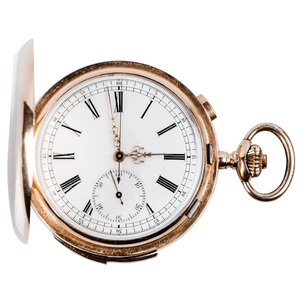 18K Rose Gold Hunter Case Swiss Pocket Watch Angelus 1 transformeret