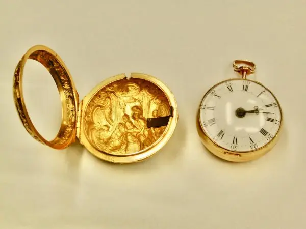 22ct Gold Repousee Pair Cased Pocket Watch Maker Thomas Rea 1769 2