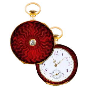 French 1800 Art Nouveau Rose Diamond Zig Zag Enamel Pendant Lapel Pocket Watch  1 transformed