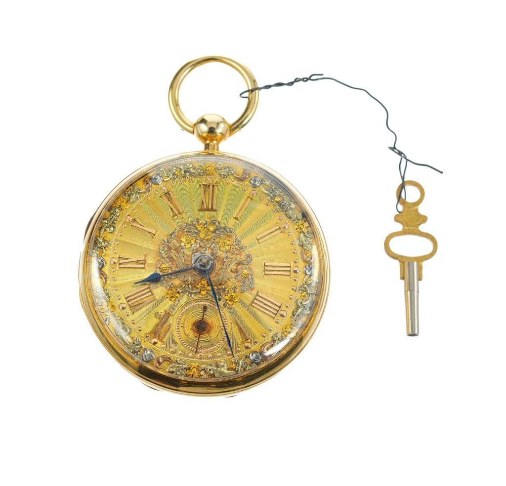 Fusee Chain Drive 1800s John Moncas 18k Tri Colour Gold Dial Pocket Watch 2