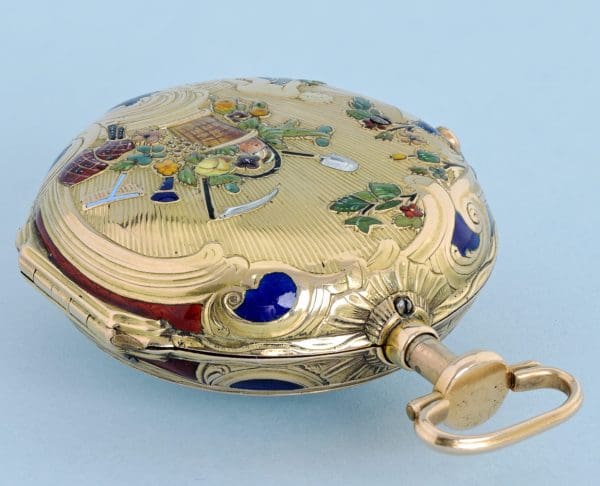 GOLD AND ENAMEL QUARTER REPEATING FRENCH VERGE 3