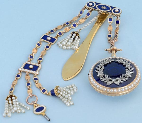 Gold and Enamel Chatelaine Repeating Virgule 1