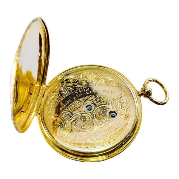 Gorini Cie. 18 Karat Yellow Gold Keywind Pocket Watch circa 1840s 10