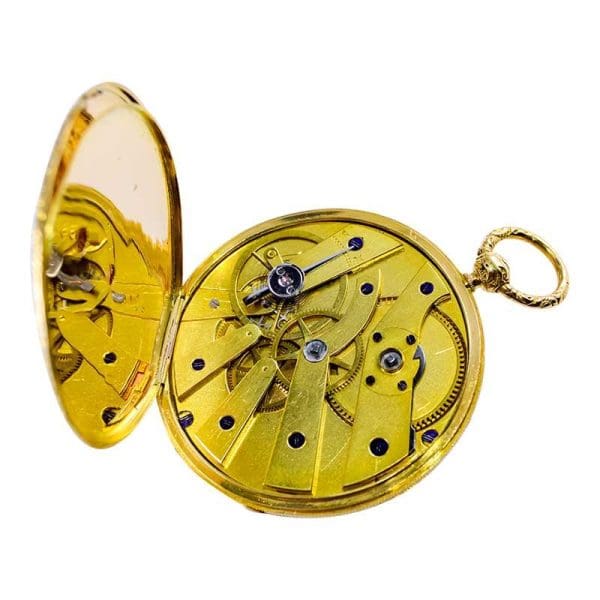 Gorini Cie. 18 Karat Yellow Gold Keywind Pocket Watch circa 1840s 12