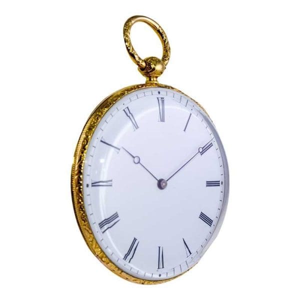 Gorini Cie. Reloj de bolsillo Keywind de oro amarillo de 18 quilates, alrededor de la década de 1840 2