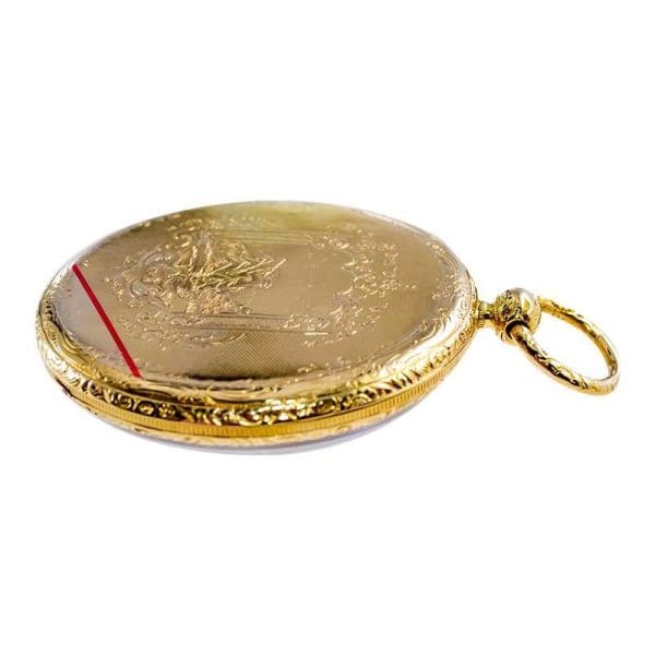 Gorini Cie. 18 Karat Yellow Gold Keywind Pocket Watch circa 1840s 5