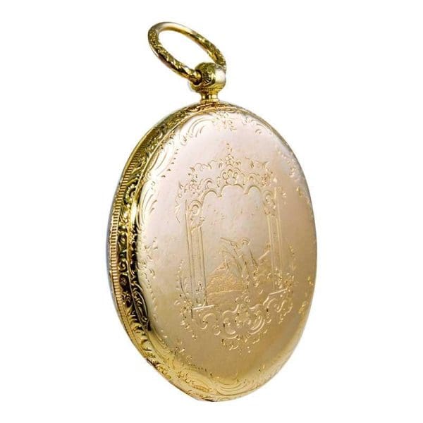 Gorini Cie. 18 Karat Yellow Gold Keywind Pocket Watch madwar l-1840s 7
