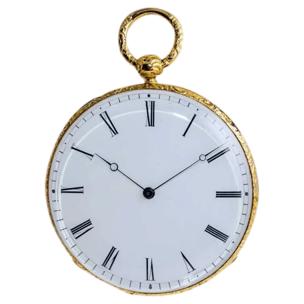Reloj de bolsillo Gorini Cie de oro amarillo de 18 quilates con cuerda de llave, alrededor de la década de 1840 1 transformado