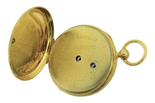 هانری بگولین 18 کیلوتن ساعت جیبی بادی کلیدی سوئیسی جامد طلایی درجه بالا حدوداً 1840 5 