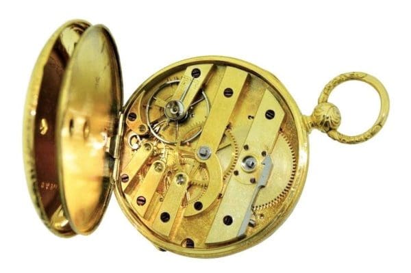Henri Beguelin 18Kt. Massief gouden hoogwaardig Zwitsers zakhorloge met sleutelwinder, circa 1840 6 