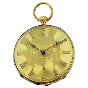 Henri Beguelin 18Kt سالڈ گولڈ ہائی گریڈ سوئس Keywind Pocket Watch circa 1840 1 تبدیل