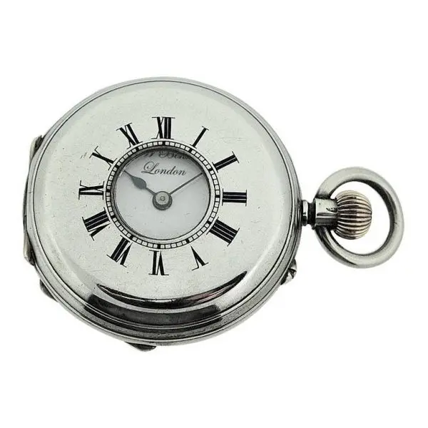 ساعة جيب JW Benson مصنوعة من الفضة الإسترلينية Half Hunters حوالي تسعينيات القرن التاسع عشر 2