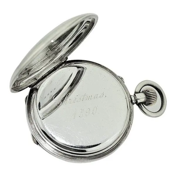 JW Benson Sterling Silver Half Hunters Case Pocket Watch madwar 1890s 6