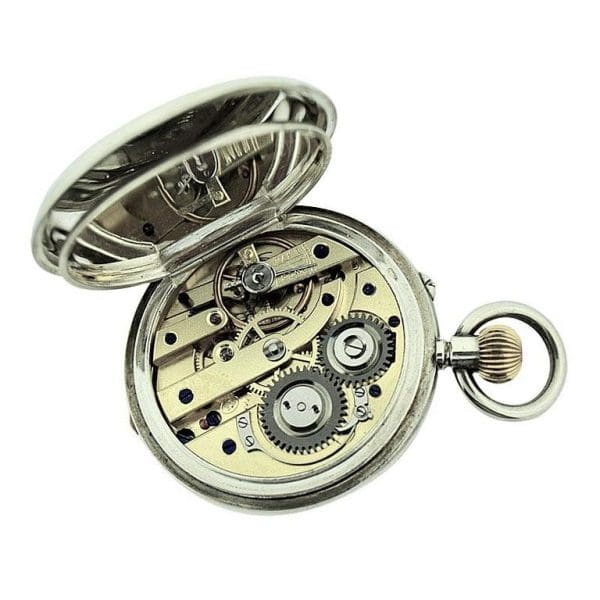 ساعة جيب جي دبليو بنسون من الفضة الإسترليني بعلبة نصف الصيادين حوالي تسعينيات القرن التاسع عشر 7