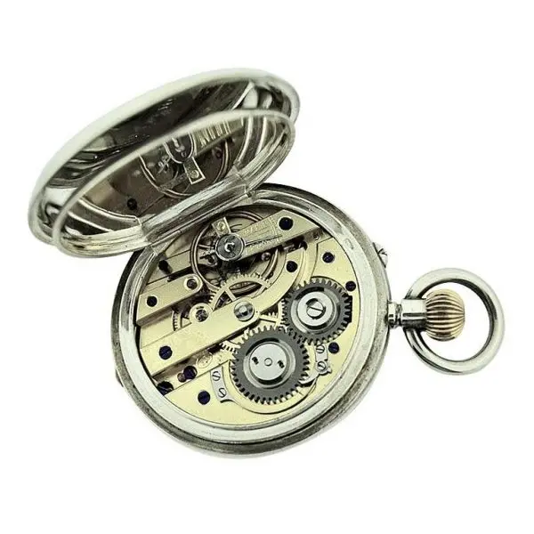 J.W. Benson Sterling Silver Half Hunters Case Pocket Watch circa 1890s 7