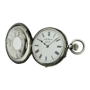 J W  Benson Sterling Silver Half Hunters Case Pocket Watch  circa 1890s 1 transformed