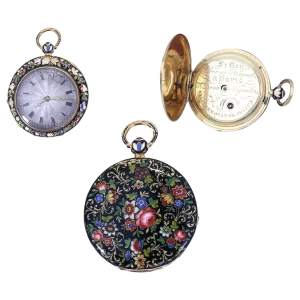 Ladies Pocket Watch Pendant Le Roy Enamel Gold French Original Case  1890 1 transformed