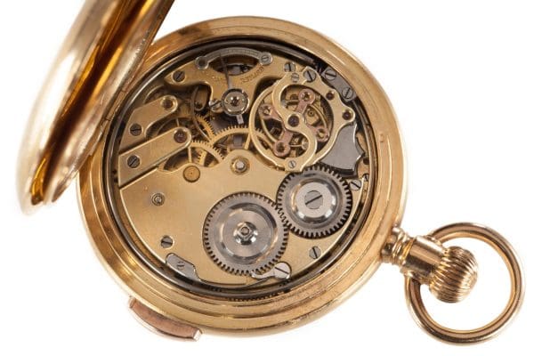 Le Phare 18 Karat Yellow Gold Minute Repeater Open Face Pocket Watch 6