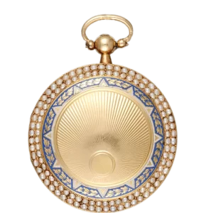 PEARL SET GOLD AND ENAMEL PENDANT WATCH 1 transformed
