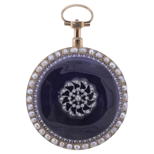 Paris Antique Gold Pearl Enamel Diamond Pocket Watch 1 transformed