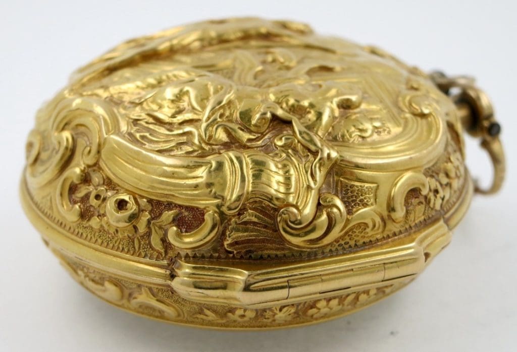 A mid 18thc. gold repousse cased watch from Bristol 5