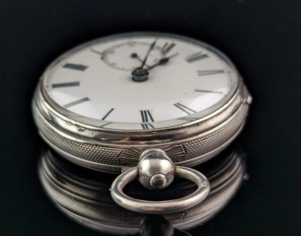 Антикварные карманные часы из стерлингового серебра, середина викторианской эпохи 12