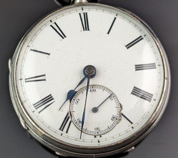 Антикварные карманные часы из стерлингового серебра, середина викторианской эпохи 13