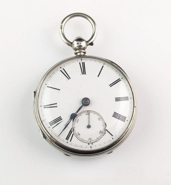 Антикварные карманные часы из стерлингового серебра, середина викторианской эпохи 14.