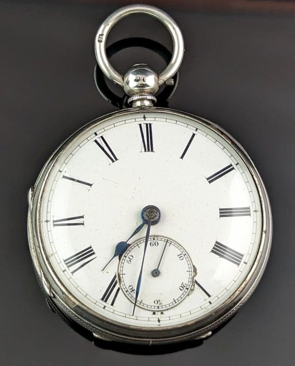 ساعة جيب من الفضة الإسترليني العتيقة، منتصف فيكتوريا 2
