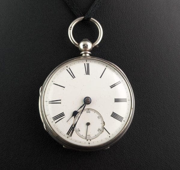 ساعة جيب من الفضة الإسترليني العتيقة، منتصف فيكتوريا 8