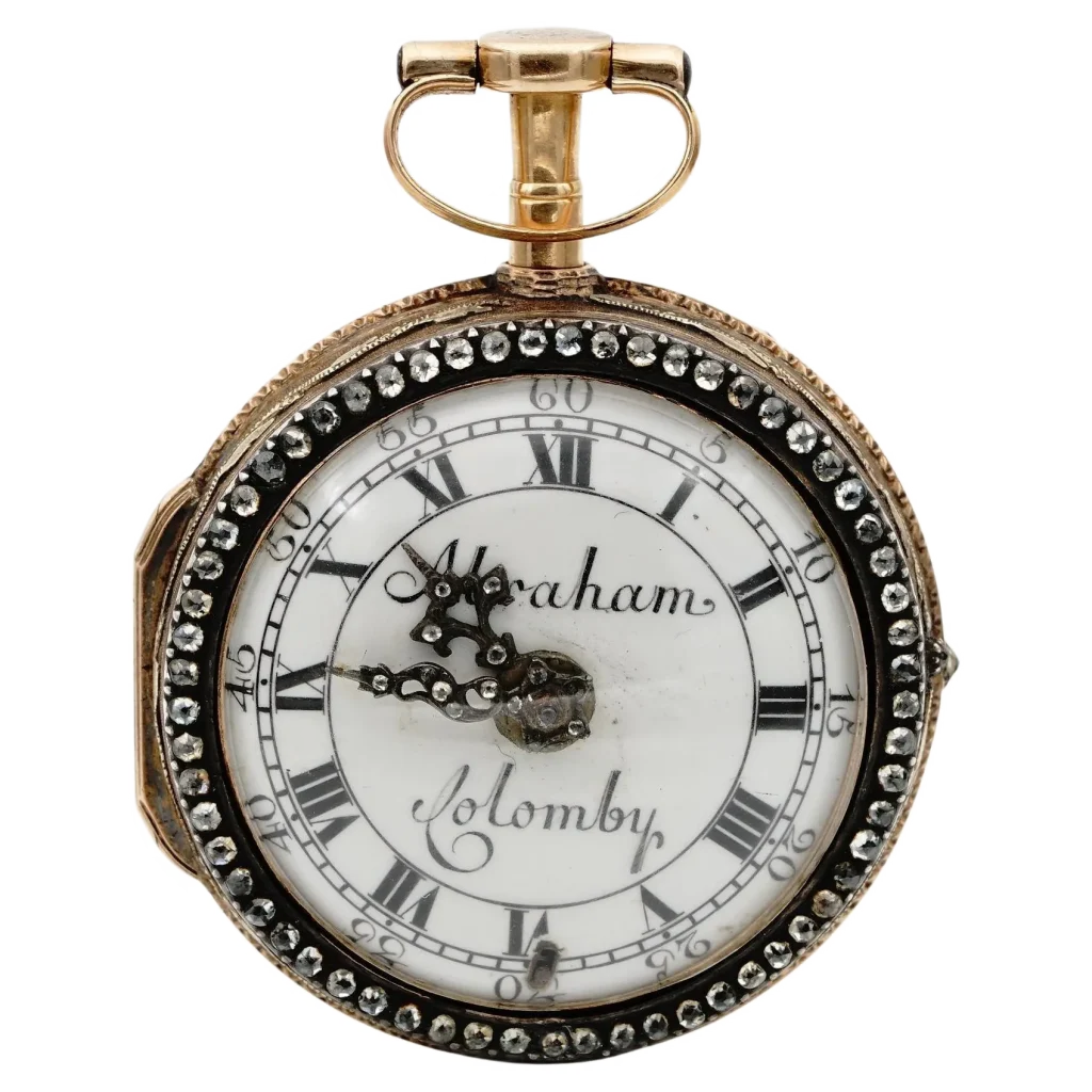 Georgian Verge Watch Rose cut Diamond 20 Kt guld Abraham Colomby 1