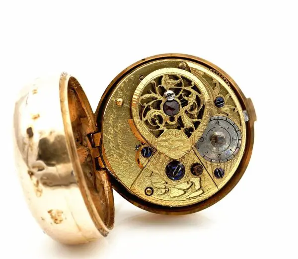 Georgian Verge Watch Rose cut Diamond 20 Kt gold Abraham Colomby 7