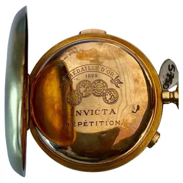 Kbir Invicta Diamond Crown 14k Gold Minute Repeater Chronograph Pocket Watch 6