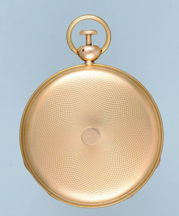 ساعة جيب اسطوانة فرنسية مكررة بربع ذهبي 2