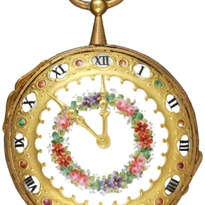 Gilt Metal and Porcelain Watch Decoration 1 removebg preview